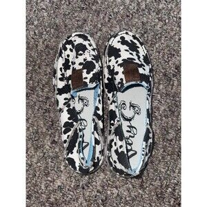 Blowfish Malibu Women’s 9 Cow Print Slip On Loafers Casual Canvas Shoes